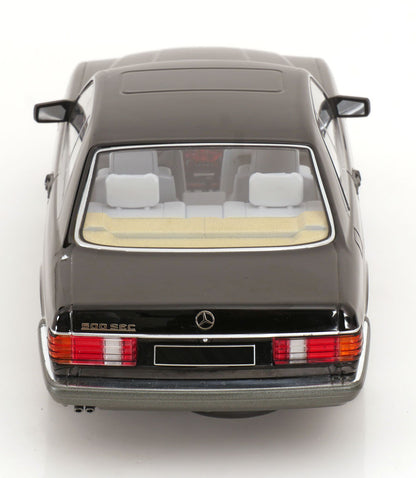 KK Scale 1985 Mercedes-Benz S Class 500SEC (C126) Coupe Black and Grey 1:18