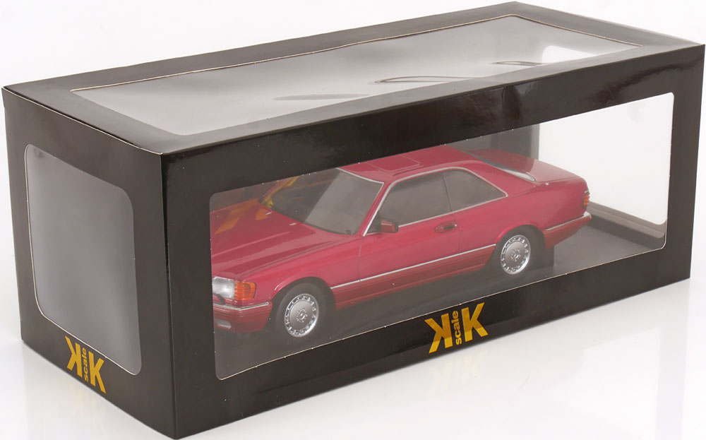 KK Scale 1985 Mercedes-Benz S Class 500SEC (C126) Coupe Red Metallic 1:18