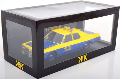 KK Scale 1974 Dodge Monaco New York State Police Cruiser 2-Tone Yellow and Blue 1:18