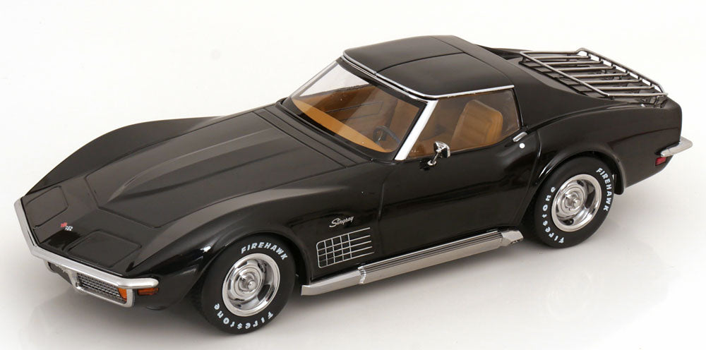 KK Scale 1972 Chevy Corvette C3 Stingray Black (w/ Removable T-Tops) 1:18