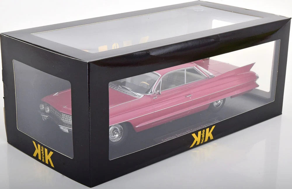 KK Scale 1961 Cadillac Series 62 Coupe DeVille Pink Metallic 1:18