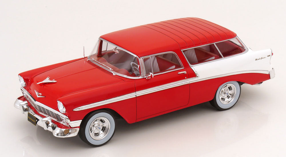 KK Scale 1956 Chevrolet Bel Air Nomad Custom Red and White 1:18