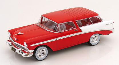 KK Scale 1956 Chevrolet Bel Air Nomad Custom Red and White 1:18