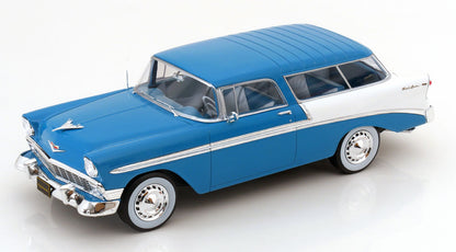 KK Scale 1956 Chevrolet Bel Air Nomad Custom Turquoise Blue and White 1:18