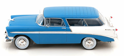 KK Scale 1956 Chevrolet Bel Air Nomad Custom Turquoise Blue and White 1:18