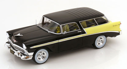 KK Scale 1956 Chevrolet Bel Air Nomad Custom Black and Light Yellow 1:18