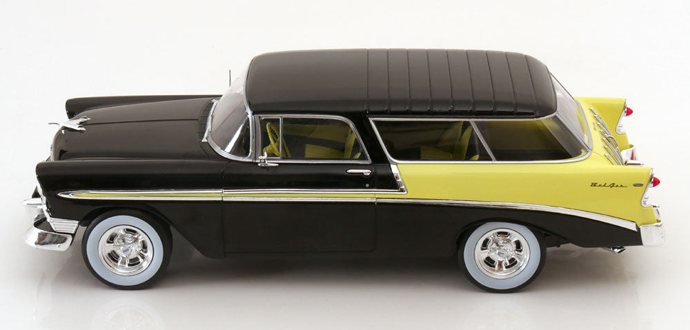 KK Scale 1956 Chevrolet Bel Air Nomad Custom Black and Light Yellow 1:18