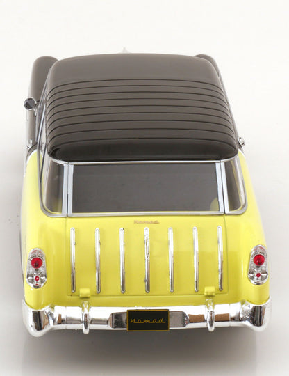 KK Scale 1956 Chevrolet Bel Air Nomad Custom Black and Light Yellow 1:18