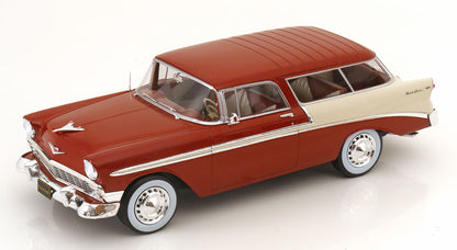 KK Scale 1956 Chevrolet Bel Air Nomad Custom Brown Metallic and Creme 1:18