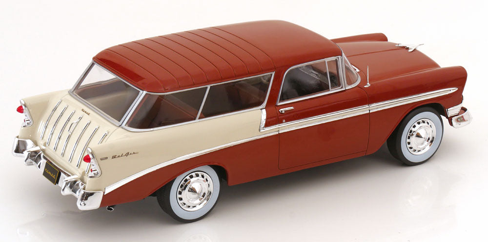 KK Scale 1956 Chevrolet Bel Air Nomad Custom Brown Metallic and Creme 1:18