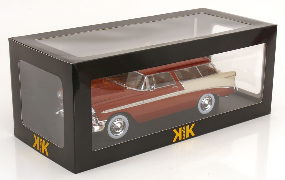 KK Scale 1956 Chevrolet Bel Air Nomad Custom Brown Metallic and Creme 1:18