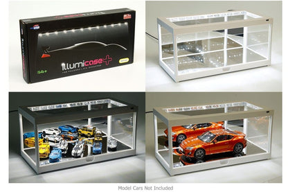 Mijo Exclusives Illumicase Plus 14 Inch White Plastic Display Case w/ LED Lighting & Mirror 1:18