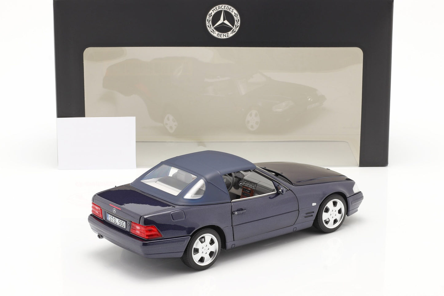 Norev 1998 Mercedes-Benz SL 500 (R129) Spyder Hard Top Convertible Azure Blue 1:18 DEALER EDITION