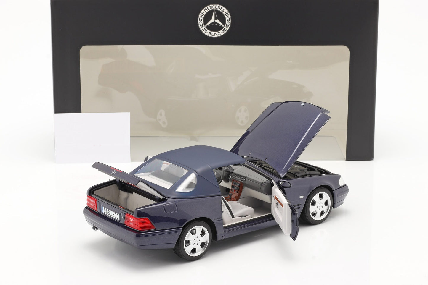 Norev 1998 Mercedes-Benz SL 500 (R129) Spyder Hard Top Convertible Azure Blue 1:18 DEALER EDITION