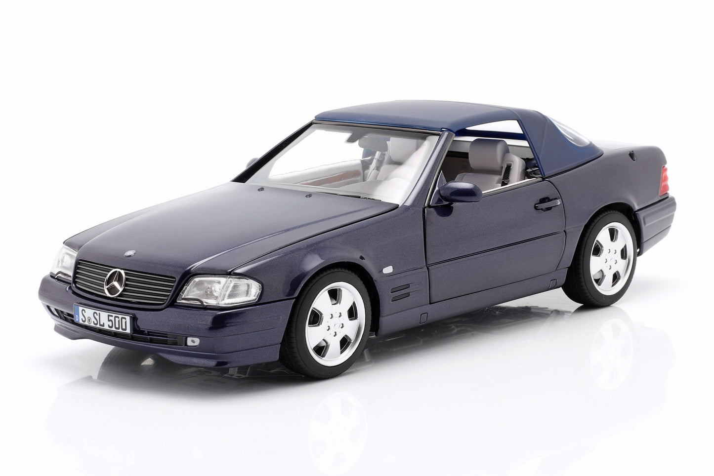 Norev 1998 Mercedes-Benz SL 500 (R129) Spyder Hard Top Convertible Azure Blue 1:18 DEALER EDITION