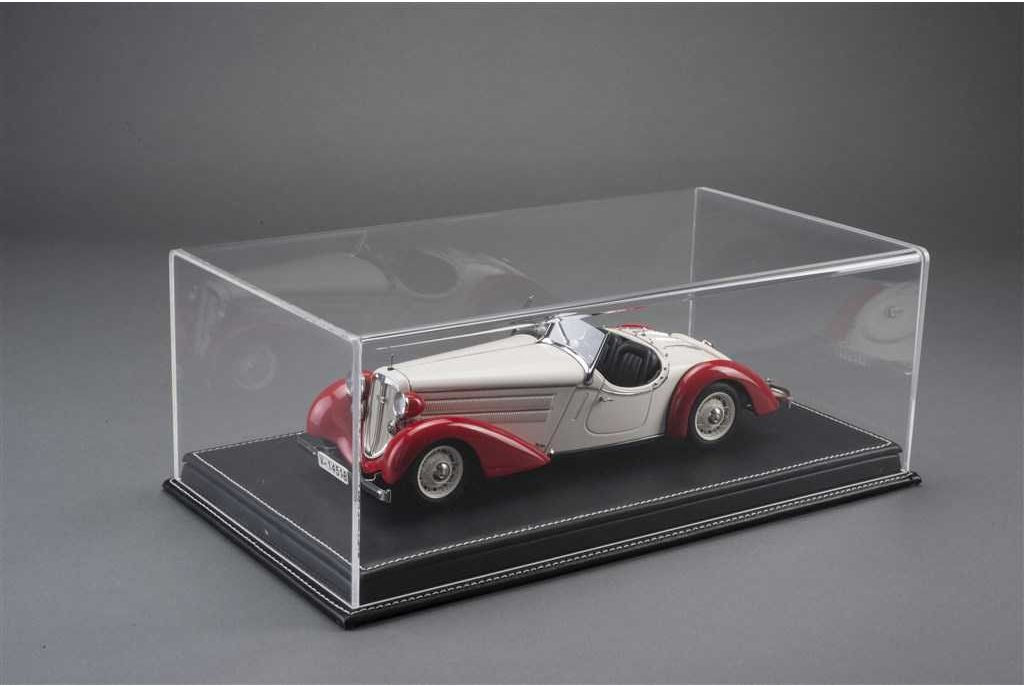 Atlantic Case Mulhouse Premium Acrylic Display Case w/ Black Leather Base w/ White Stitching 1:18