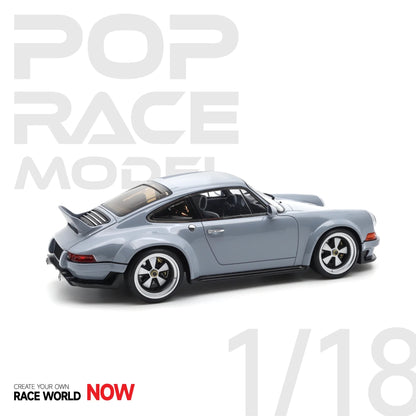 Pop Race Porsche 911 by Singer Coupe DLS Grey WITH DISPLAY 1:18