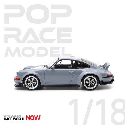 Pop Race Porsche 911 by Singer Coupe DLS Grey WITH DISPLAY 1:18