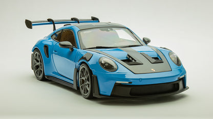 Minichamps 2022 Porsche 911 992 GT3 RS Blue w/ Weissach Package, Dark Silver Wheels  1:18 LIMITED