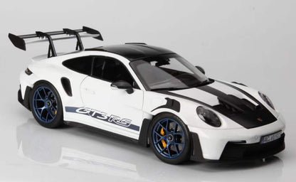 Norev 2022 Porsche 911 992 GT3 RS w/ Weissach Package White w/ Indigo Blue Wheels & Deco 1:18