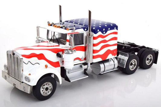 Road Kings 1989 Kenworth W900 Tractor Truck Stars & Stripes Red, White, & Blue 1:18