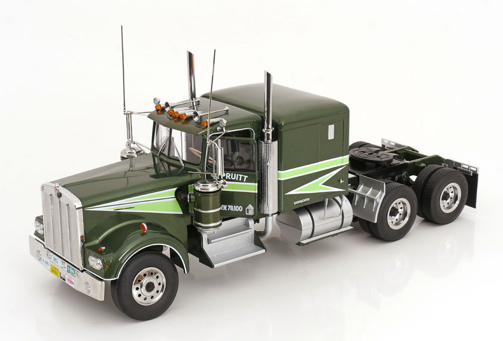 Road Kings 1989 Kenworth W900 Tractor Truck 3 "Movin' On" Pruitt Green and Light Green 1:18