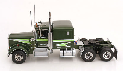 Road Kings 1989 Kenworth W900 Tractor Truck 3 "Movin' On" Pruitt Green and Light Green 1:18