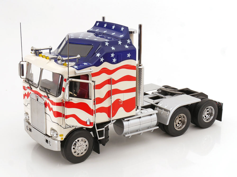 Road Kings 1976 Kenworth K100 Tractor Truck Stars & Stripes Red, White, & Blue 1:18