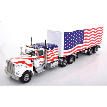 Road Kings 1989 Kenworth W900 Tractor Truck Stars & Stripes Red, White, & Blue 1:18