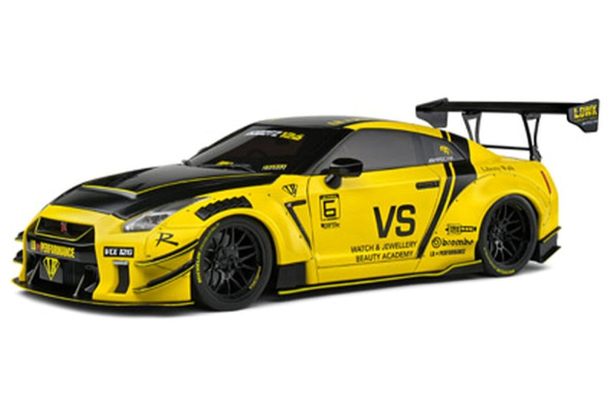 Solido 2020 Nissan GT-R (R35) w/ Liberty Walk Body Kit 2.0 Yellow 1:18