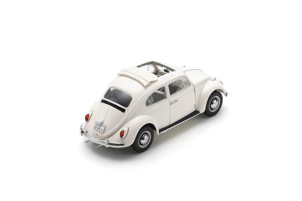 Schuco 1963 Volkswagen Beetle w/ Rollup Soft Top White 1:18