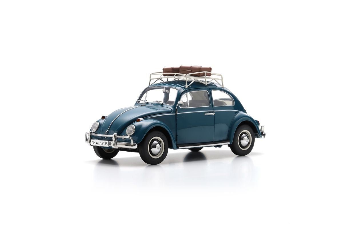 Schuco 1963 Volkswagen Beetle w/ Roof Rack Blue Teal 1:18