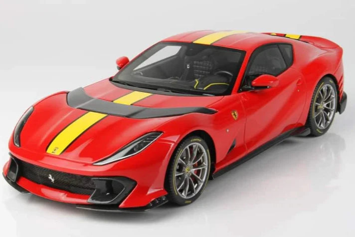 Bburago 2021 Ferrari 812 Competizione Rossa Corsa Red w/ Yellow Stripe 1:18