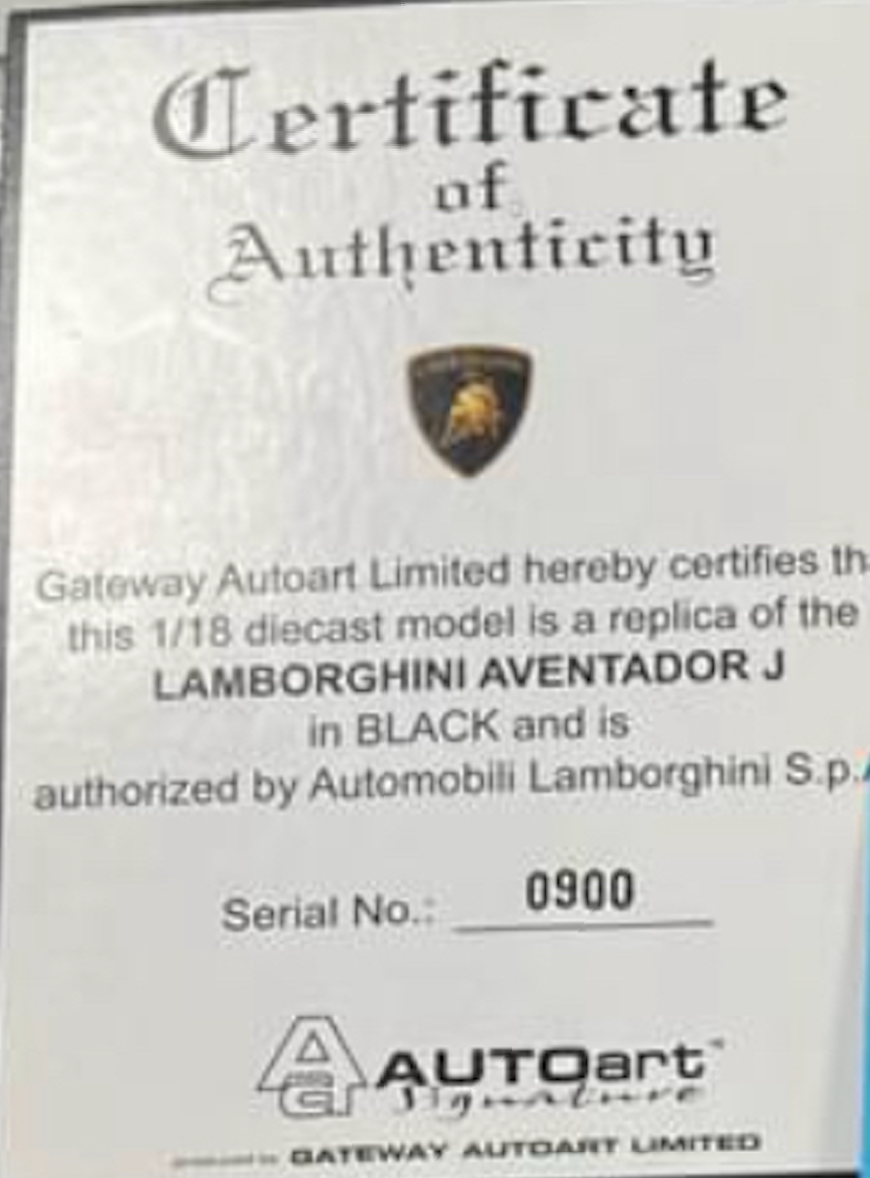 AUTOart 2011 Lamborghini Aventador J Gloss Black 1:18