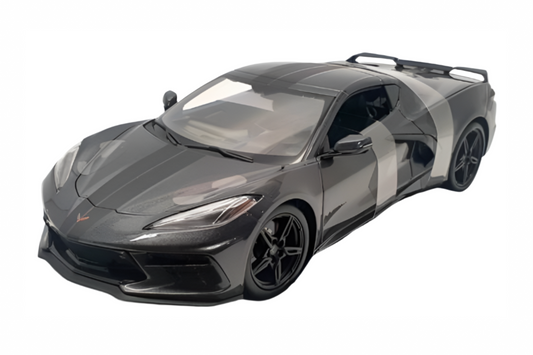 Maisto 2020 Chevy Corvette Stingray Gray w/ Matte Black Stripes 1:18