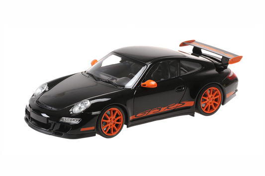 Minichamps 2007 Porsche 911 997 GT3 RS Black w/ Orange Wheels and Deco 1:18