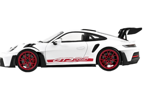 Norev Porsche 911 992 GT3 RS White w/ Pyro Red Wheels 1:12