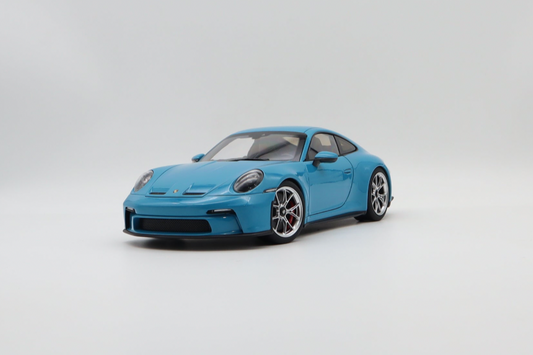 Norev 2021 Porsche 911 992 GT3 Touring Miami Blue w/ Polished Silver Wheels 1:18