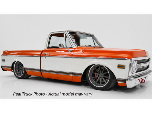 Acme 1970 Chevrolet C-10 Pro Touring Slammed, Orange and White 1:18