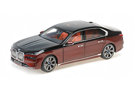 Minichamps 2023 BMW i7 (7 Series) G70 Black and Red Metallic 1:18