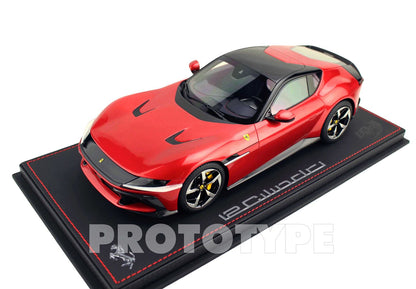 BBR 2024 Ferrari 12 Cilindri Coupe V12 830cv Rossa Imola (Red Metallic) WITH DISPLAY 1:18