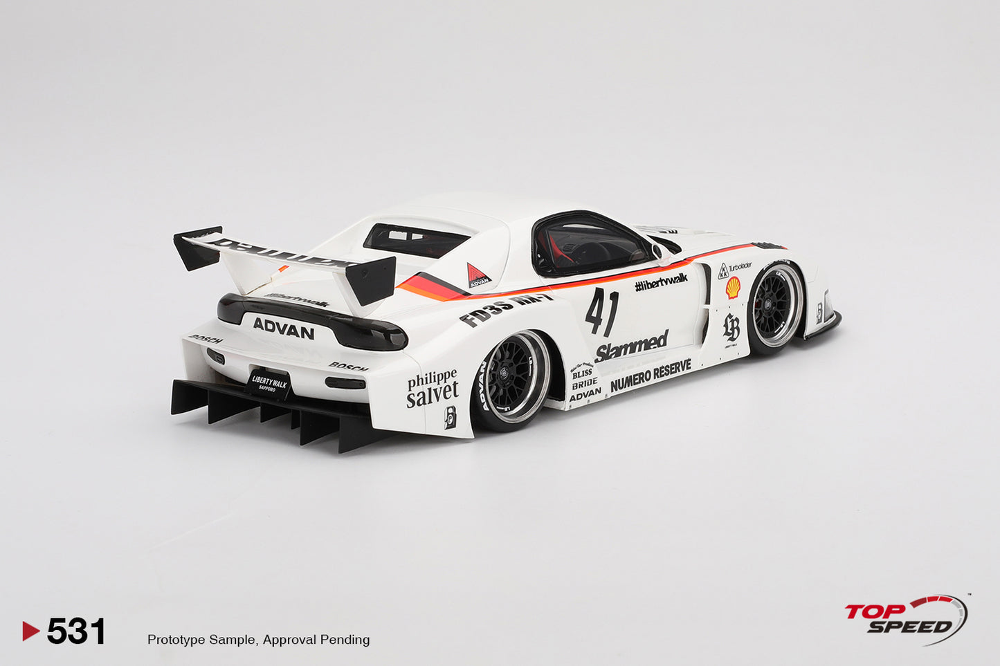 Topspeed Mazda RX-7 FD RS LB-Super Silhouette #41 Numero Reserve White 1:18