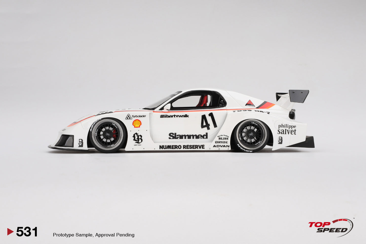 Topspeed Mazda RX-7 FD RS LB-Super Silhouette #41 Numero Reserve White 1:18