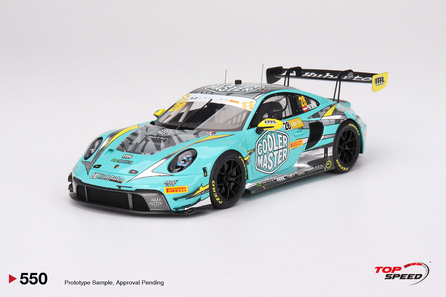 Topspeed Porsche 911 GT3 R (992) #27 HubAuto Racing 2023 FIA GT World Cup 70th Macau Grand Prix Green 1:18