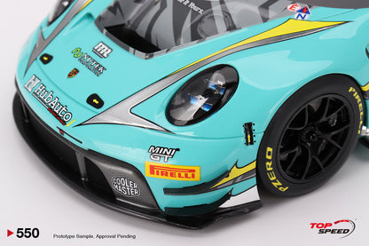 Topspeed Porsche 911 GT3 R (992) #27 HubAuto Racing 2023 FIA GT World Cup 70th Macau Grand Prix Green 1:18