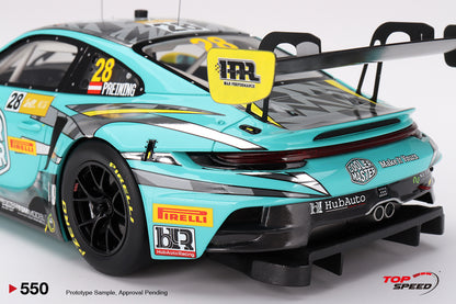 Topspeed Porsche 911 GT3 R (992) #27 HubAuto Racing 2023 FIA GT World Cup 70th Macau Grand Prix Green 1:18