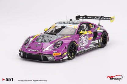 Topspeed Porsche 911 GT3 R (992) #27 HubAuto Racing 2023 FIA GT World Cup 70th Macau Grand Prix Purple 1:18