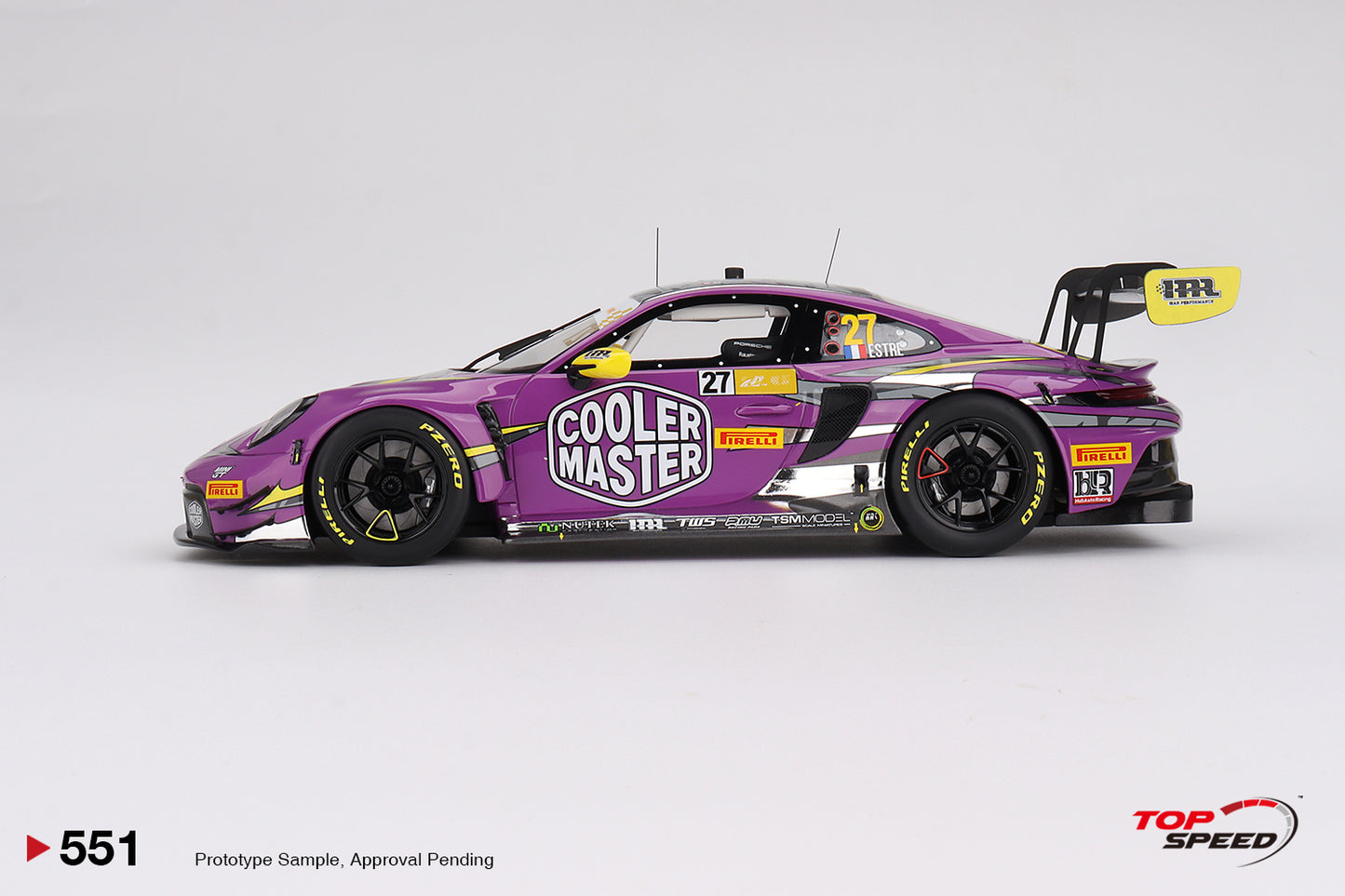 Topspeed Porsche 911 GT3 R (992) #27 HubAuto Racing 2023 FIA GT World Cup 70th Macau Grand Prix Purple 1:18