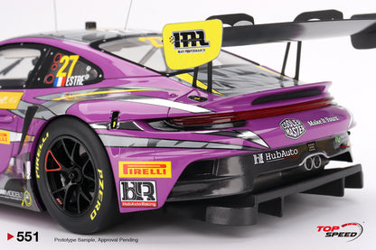 Topspeed Porsche 911 GT3 R (992) #27 HubAuto Racing 2023 FIA GT World Cup 70th Macau Grand Prix Purple 1:18