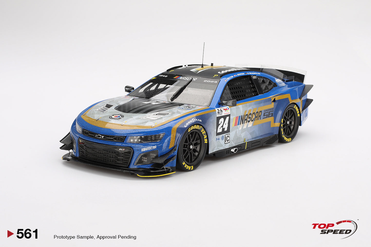 Topspeed Garage 56 Chevrolet Camaro ZL1 #24 Hendrick Motorsports NASCAR 2023 Le Mans 24hr AFTER RACE WEATHERED VERSION 1:18